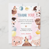 農業動物バルーン納屋周囲の庭サンキューカード 招待状 (正面)