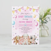 農業動物バルーン納屋周囲の庭ベビーシャワー 招待状 (スタンド正面)