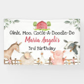 農業動物バースデーパーティーバナーバックドランドサイン 横断幕 (横)