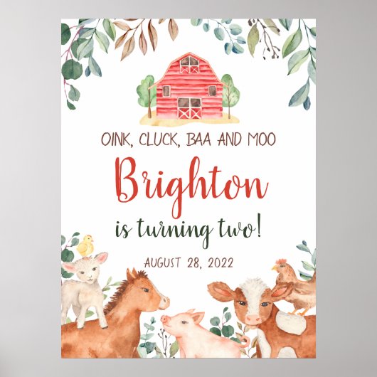 農業動物パレード歓迎ベビー誕生日ポスター ポスター (正面)
