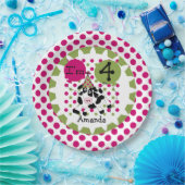 農業動物ピンク牛4th誕生日紙プレート ペーパープレート (パーティー)