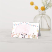 農業動物ピンク納屋周囲の庭フードテント座席表 プレイスカード (裏面)