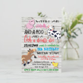 農業動物フォトバースデーパーティーへの招待 招待状 (スタンド正面)