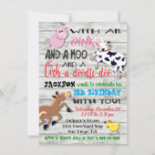 農業動物フォトバースデーパーティーへの招待 招待状 (正面)