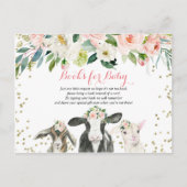 農業動物フローラガールブックベビーカード インビテーションポストカード (正面)