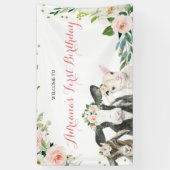 農業動物フローラガールベビーシャワー大きなバナー 横断幕 (縦)