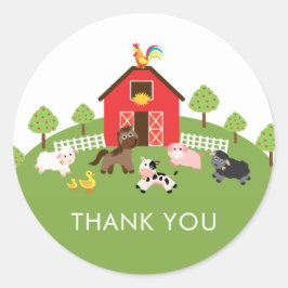 農業動物ベビーシャワーありがとうお気に入りシール ラウンドシール