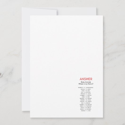 農業動物ベビーシャワーゲームサイズ招待状 招待状 (裏面)