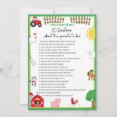 農業動物ベビーシャワーゲームサイズ招待状 招待状 (正面)