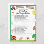 農業動物ベビーシャワーゲームサイズ招待状 招待状 (正面/裏面)