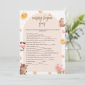 農業動物ベビーシャワーベビー子供部屋韻クイズ 招待状 (スタンド正面)