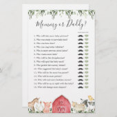 農業動物ベビーシャワーママまたはパパのゲーム (正面/裏面)