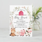 農業動物ワイルドフラワーズリースベビーシャワー 招待状 (スタンド正面)