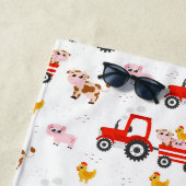 農業動物付きトラクター ビーチタオル (インサイチュ)