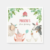 農業動物園少年誕生日納屋周囲の庭緑 スタンダードカクテルナプキン (正面)