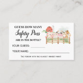 農業動物安全ピンの数ベビーゲームカード プレイスカード (正面)