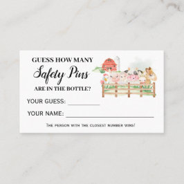 農業動物安全ピンの数ベビーゲームカード プレイスカード