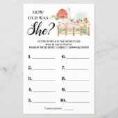 農業動物彼女の赤ちゃんシャワーカードの年齢 チラシ (正面)