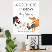 農業動物水彩ベビーシャワー歓迎サイン ポスター (ホームオフィス)