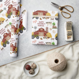 農業動物水彩画ベビー農業動物 ラッピングペーパー