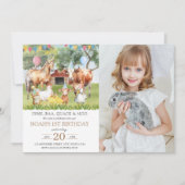 農業動物水彩誕生日パーティー写真 招待状 (正面)