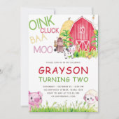 農業動物水彩誕生日 招待状 (正面)