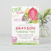 農業動物水彩誕生日 招待状 (スタンド正面)