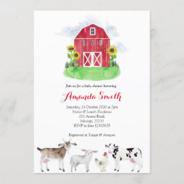 農業動物水彩赤ちゃんシャワー招待状 招待状