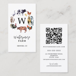 農業動物水彩農場事業白 名刺