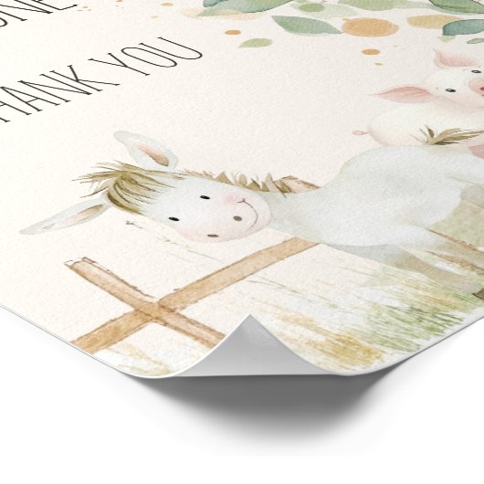 農業動物牧草地の友人の赤ちゃんシャワー好意サイン ポスター (角)