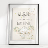 農業動物牧草地の友人ベビーシャワーのサイン ポスター