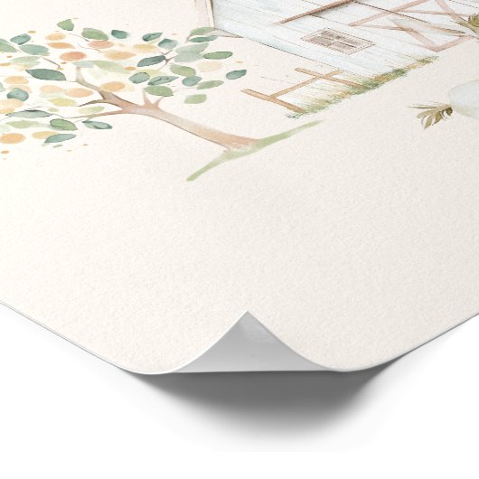 農業動物牧草地の友人ベビーシャワーのサイン ポスター (角)