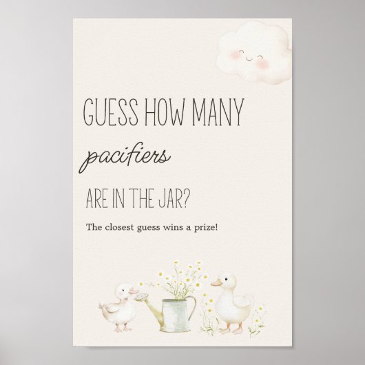 農業動物牧草地の赤ちゃんシャワー推測ゲームサイン ポスター (正面)