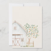 農業動物牧草地フレンズ女の子の赤ちゃんシャワー 招待状 (裏面)