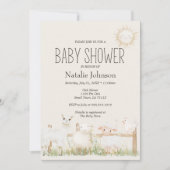 農業動物牧草地フレンズ赤ちゃんシャワー招待状 招待状 (正面)