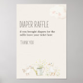 農業動物牧草地ベビーシャワーおむつラッフルサイン ポスター (正面)