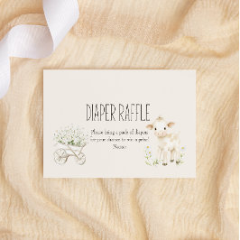 農業動物牧草地ベビーシャワーおむつラッフル ノートカード