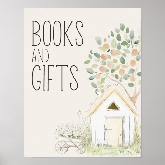 農業動物牧草地赤ちゃんシャワー本ギフトサイン ポスター (正面)