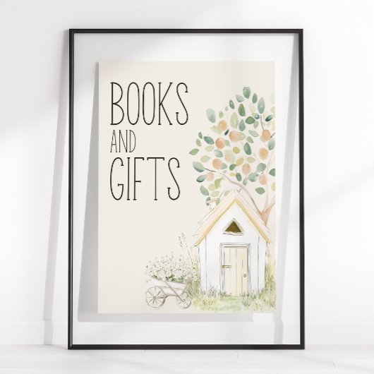 農業動物牧草地赤ちゃんシャワー本ギフトサイン ポスター