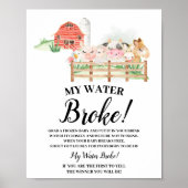 農業動物私の水が赤ちゃんシャワーのサインを壊した ポスター (正面)