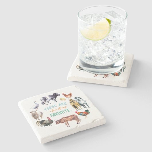 農業動物私の水色の一部である ストーンコースター (横)