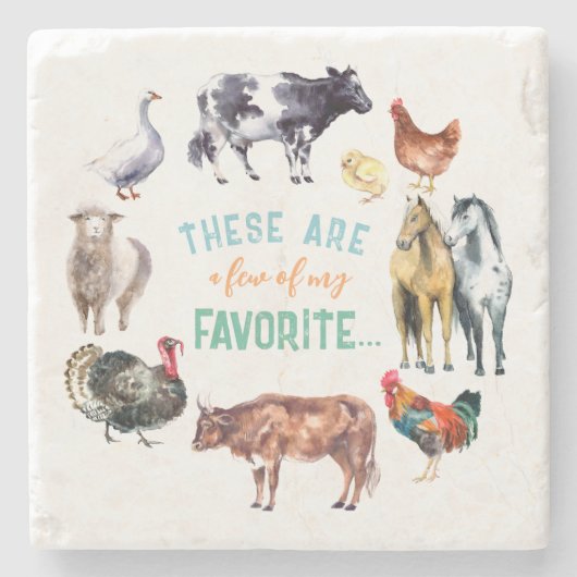 農業動物私の水色の一部である ストーンコースター (正面)