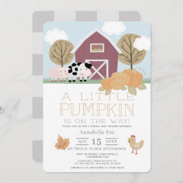 農業動物納屋周囲の庭カボチャ仮想ベビーシャワー 招待状