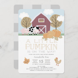 農業動物納屋周囲の庭カボチャ赤ちゃんシャワー 招待状