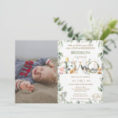 農業動物納屋周囲の庭グリーンリー2回目の誕生日写真 招待状 (スタンド正面)