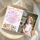 農業動物納屋周囲の庭バルーン誕生日写真 招待状