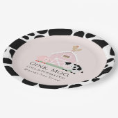 農業動物納屋周囲の庭ピンクガール赤ちゃんシャワー ペーパープレート (アングル)