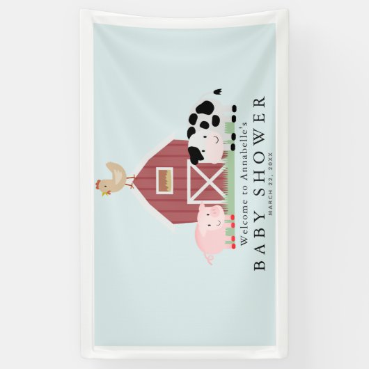 農業動物納屋周囲の庭ブルーベビーシャワーウェルカム 横断幕 (縦)