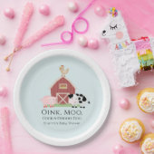 農業動物納屋周囲の庭ボーイブルーベビーシャワー ペーパープレート (パーティー)