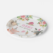 農業動物納屋周囲の庭動物園パーティーガールピンク誕生日 ペーパープレート (アングル)